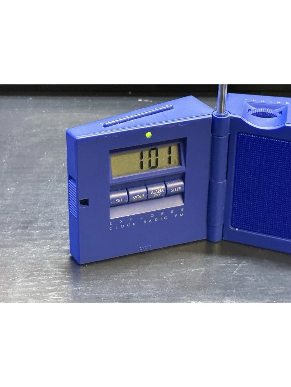 Vintage 1995 Lexon Explorer Folding FM Clock Radio Blue H Houplain Design